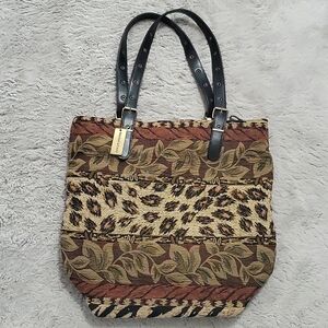 Vintage Naturalizer leaves pattern large tote bag